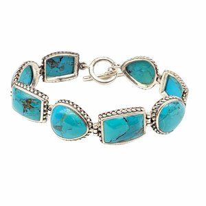 Barse Artisan Crafted Roped Link Turquoise Bracelet